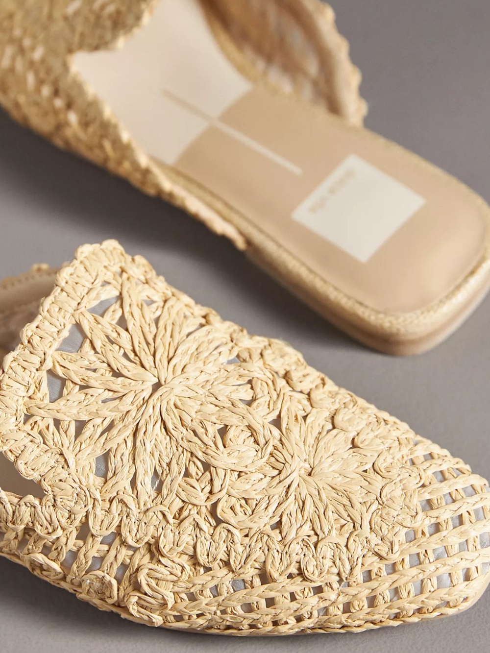 Dolce Vita Diya Woven Raffia Mule Flats Cream size 8 - Picture 2 of 9